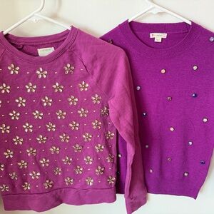 Crewcuts Pink Embellished Sweater lot of 2 - girls size 12 Large EUC